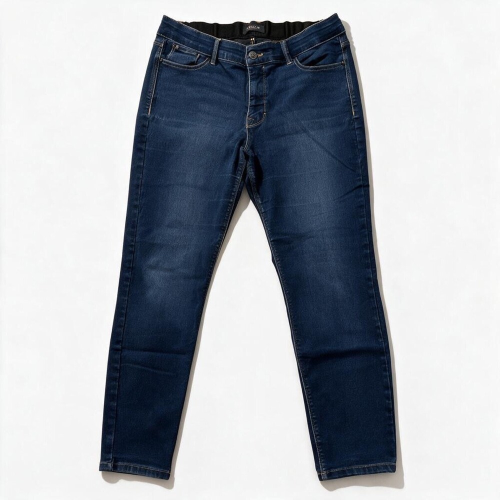 Curve Appeal Womens 12/31 Dark Blue Pull On Skinny Jeans Casual Stretch